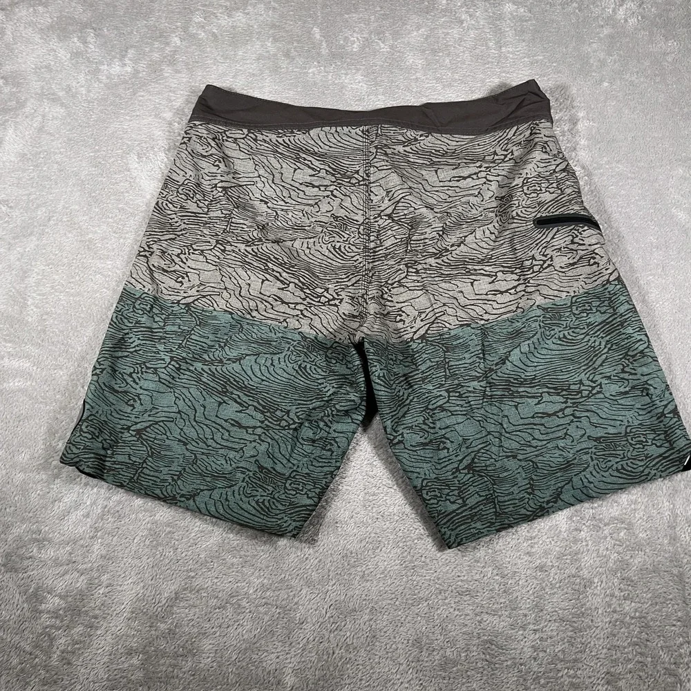 Roark Revival Savage Board‎ Shorts Mens Large Gray Green Trunks Drawstring Surf